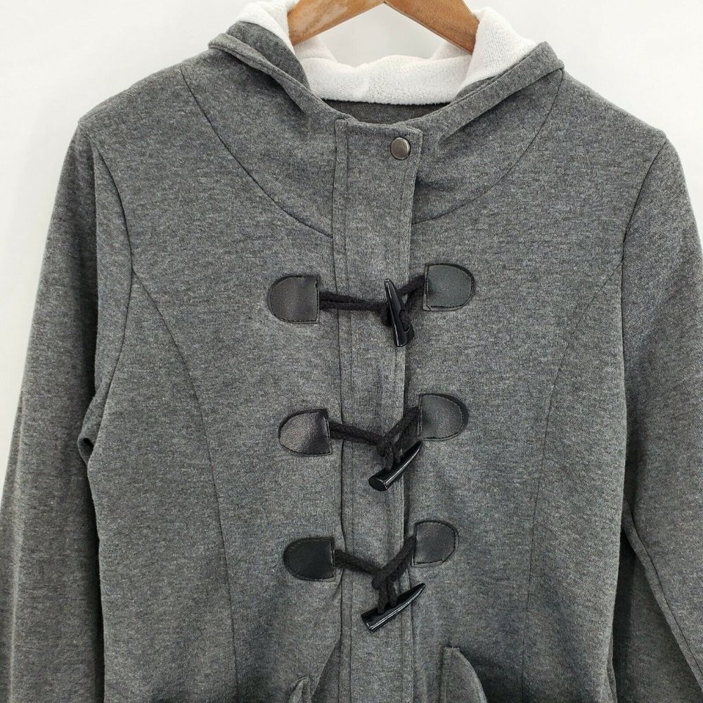 Womens Toggle Duffle Coat Size XL Gray Zip Peacoat - Picture 4 of 10